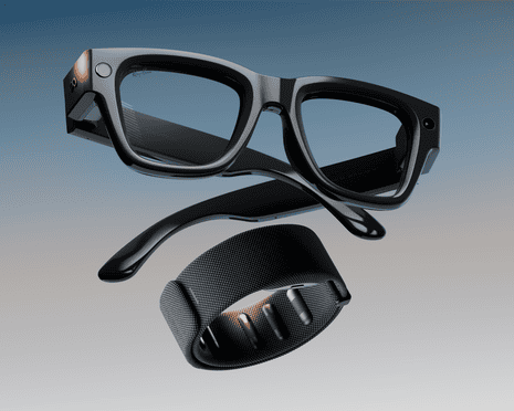 Ray-Ban Meta smart glasses resting on a table