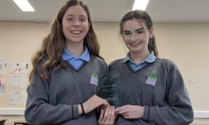 Elana Monaghan and Saibh Malcom in their school uniform at school