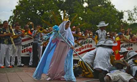 Procession and re-enactment celebrating Santa Rosario, Valledupar, Colombia.