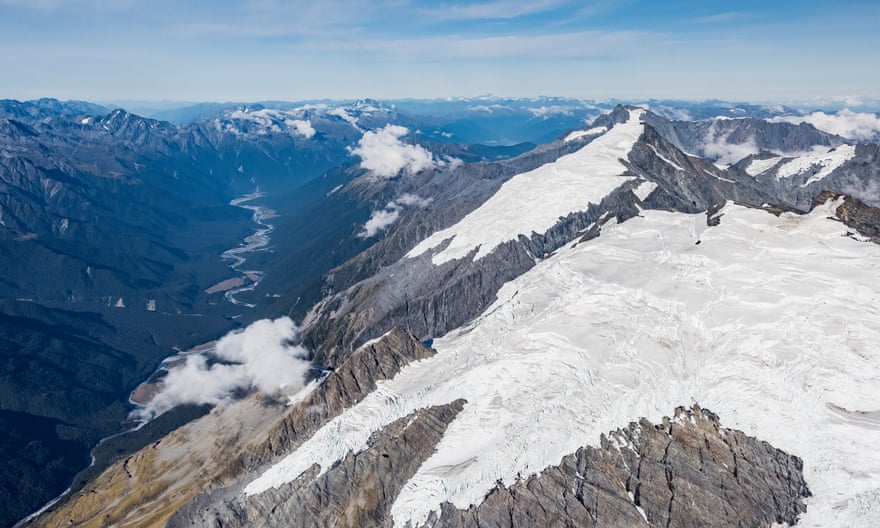 Aerial view of New Zealand's glaciers