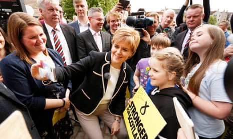 Nicola Sturgeon poses for selfies at Edinburgh’s Malmaison Hotel on the last day of the general election campaign.