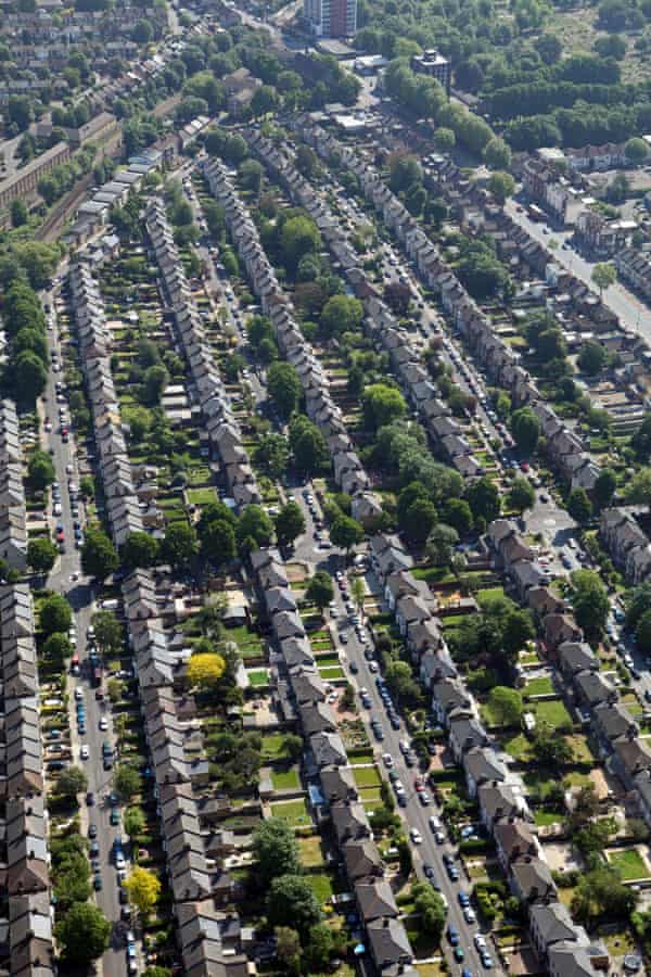 An aerial view of Forest Gate in Newham, east London.