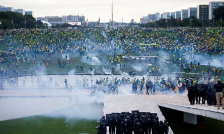 Bolsonaro supporters outside the national congress in Brasília on 8 January.