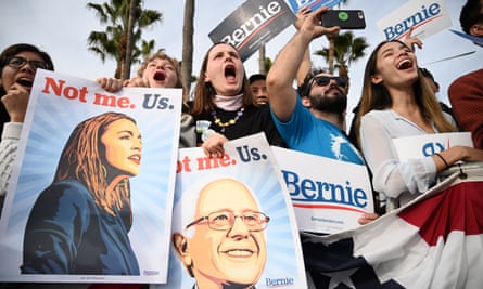 Bernie Sanders supporters voice their backing at a rally in Los Angeles last month.