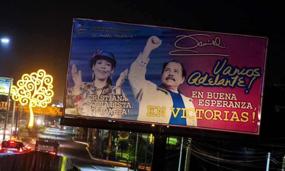 Campaign poster of Daniel Ortega and Rosario Murillo.