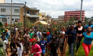 A march against perceived discrimination in favour of the country’s francophone majority in Bamenda.
