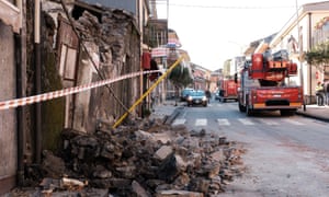 A collapsed building in the Sicilian port city of Catania.
