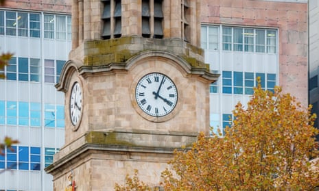 The town hall clock in Adelaide, the capital city of South Australia