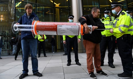 Anti-vaccine protesters in London.
