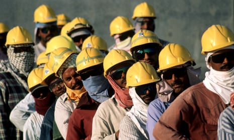 Workers on a construction site near Doha