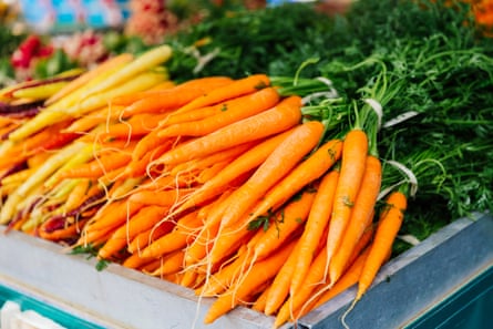 Fresh carrot on a market stall