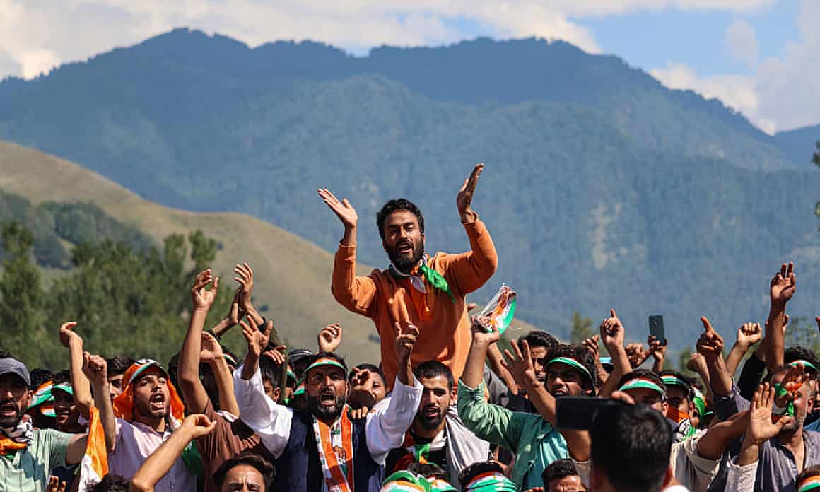 Supporters of India’s opposition Congress party at an election rally in Dooru, Jammu and Kashmir.