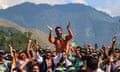 Supporters of India's opposition Congress party at an election rally in Dooru, Jammu and Kashmir.