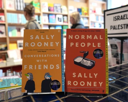 Sally Rooney's books are displayed at a bookshop in London