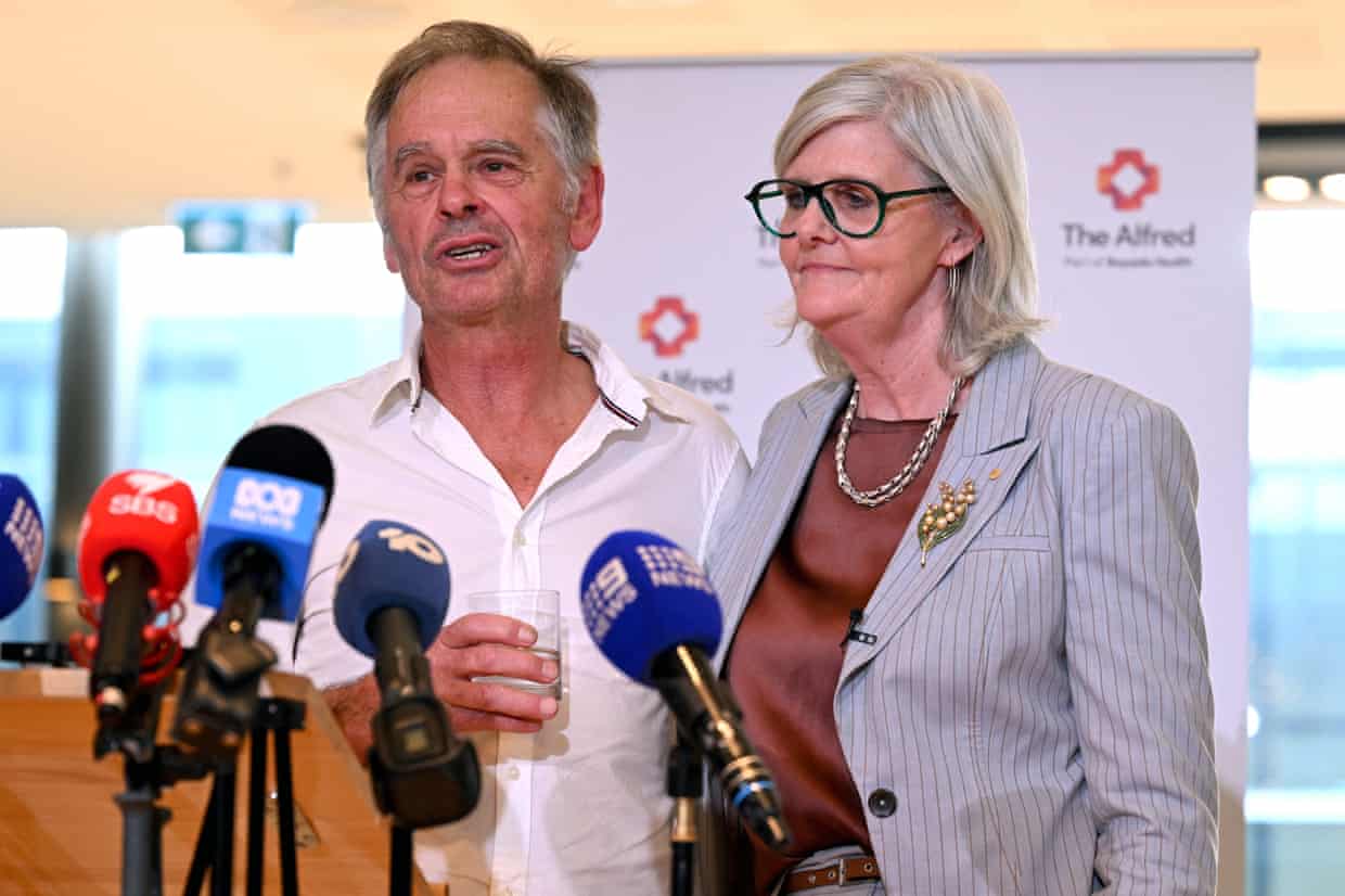 Phil Haines and governor general Sam Mostyn speak to reporters on Wednesday afternoon