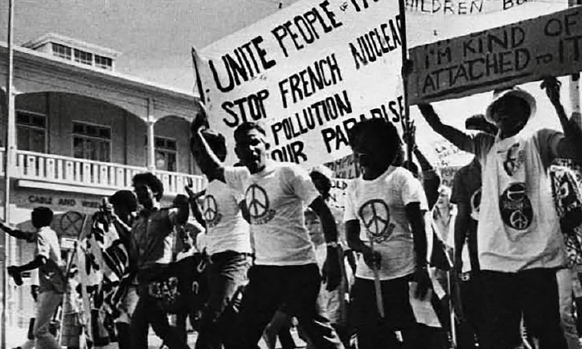 The ‘Against Testing on Moruroa’ (ATOM) committee protesting in Suva, Fiji, in the 1970s.
