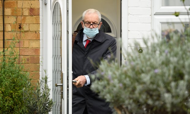 Jeremy Corbyn leaves his home on 29 October 2020, ahead of the publication of the Equality and Human Rights Commission report on antisemitism in the Labour party.