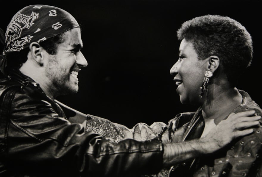 Aretha Franklin and George Michael performing during his Faith world tour in 1988.