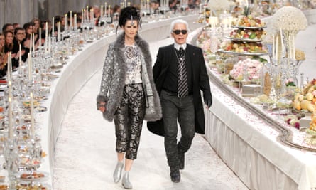Stella Tennant with Karl Lagerfeld in 2011.