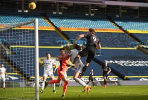 Burnley’s Chris Wood misses a chance to score.