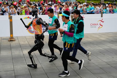 A robot taking part in Saturdayâs race.