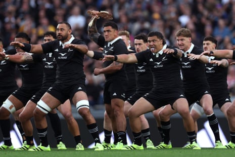 The All Blacks preform the haka.