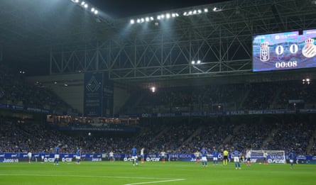 TV viewers were not shown the protests where players stood still for the first 15 seconds of matches, such as Espanyol’s at Real Oviedo.