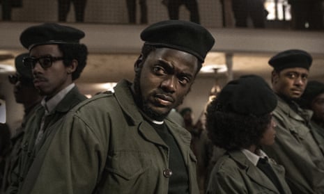 Daniel Kaluuya, centre, and Lakeith Stanfield, far right, in Judas and the Black Messiah.