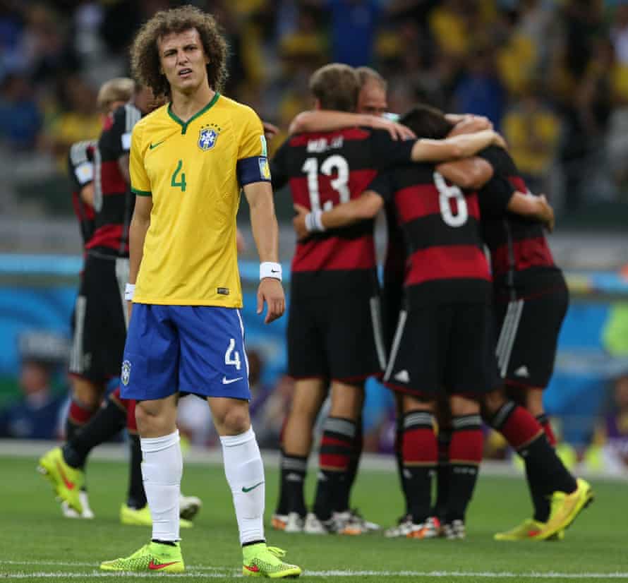 David Luiz looks on after Germany's fifth.