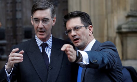 Jacob Rees-Mogg and Steve Baker pictured at the Houses of Parliament in November 2018.