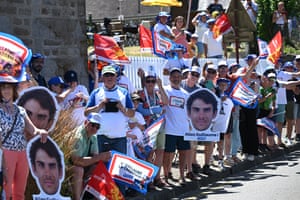 Fans of French rider Guillaume Martin of Team Groupama - FDJ.