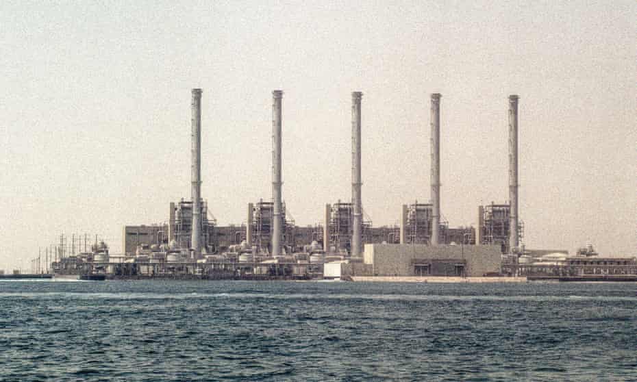A desalination plant by the Persian Gulf in Al Khobar, Saudi Arabia.