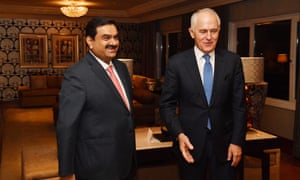 Malcolm Turnbull meets India’s Adani Group founder and chairman Gautam Adani, in New Delhi, telling him Carmichael coalmine funding application will be assessed on merit.