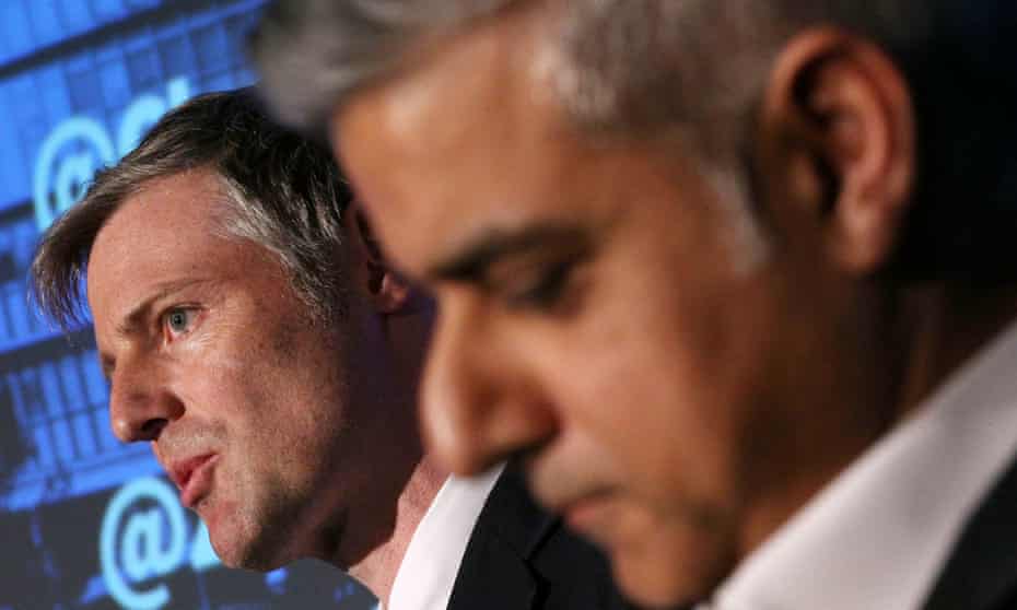 Zac Goldsmith, left, and Sadiq Khan during the first Mayoral debate.