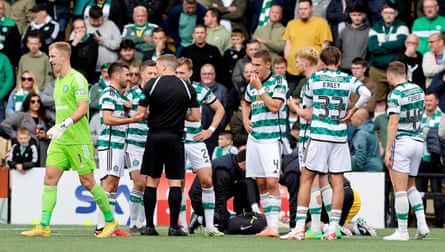 Celtic’s Joe Hart leaves the pitch.