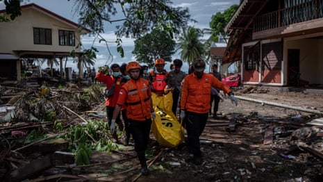 Indonesia: search for missing people under way after deadly tsunami – video report