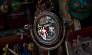 A handicrafts shop in the Paharganj market, New Delhi.