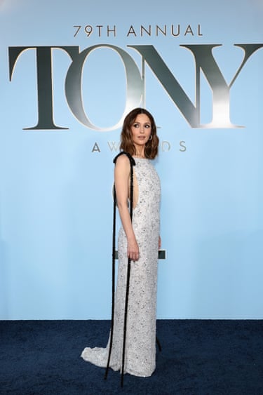 Rose Byrne in a white beaded gown