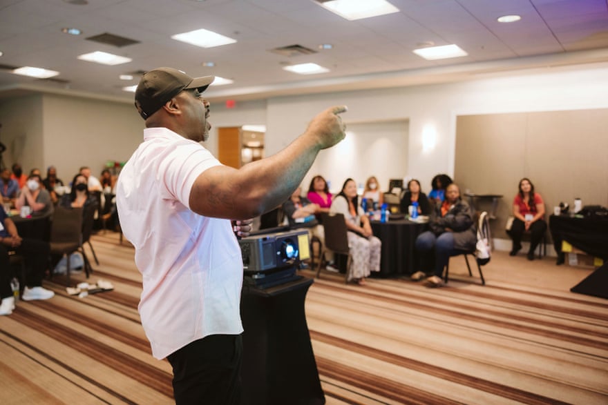 jordan points as he speaks to group