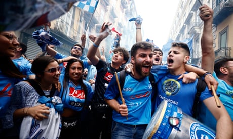 Napoli fans celebrate in the streets as club nears first title for 33 years – video