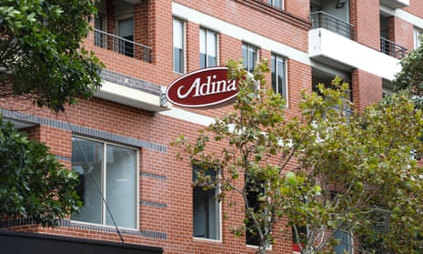 The families infected with coronavirus were staying in adjoining rooms at the Adina Hotel in Sydney.