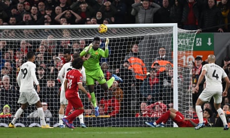 Manchester United's Cameroonian goalkeeper flaps.