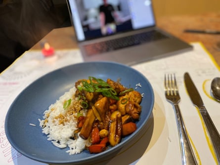 A home-cooked meal at the virtual charity dinner held by Space for Lifeline