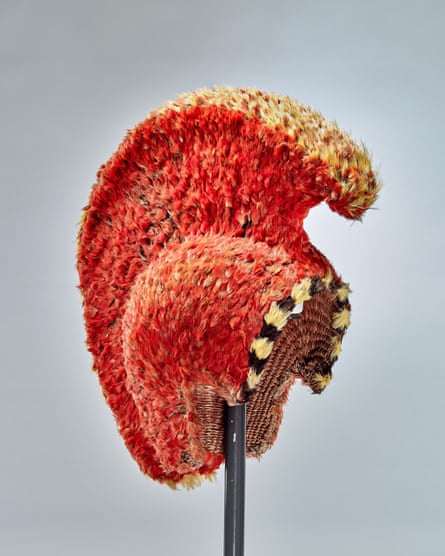 A feathered battle helmet