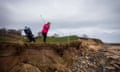 SallyAnn Gibson on the 5th hole at Alnmouth village golf club, which is under threat from coastal erosion.