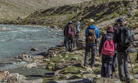 Himalayan Expedition, walking by a mountain stream