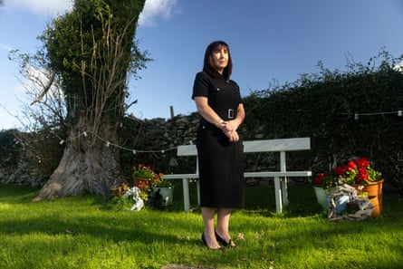 Leighann McCready stands in her garden at home in Cumbria.