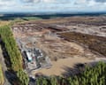 Aerial view of Google's planned data centre site in Muhos, Finland, with cleared forest