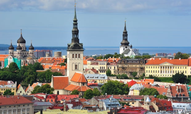 Tallinn, Estonia, city skyline view on a sunny day.