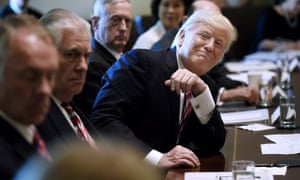 Donald Trump at his first cabinet meeting in the White House.